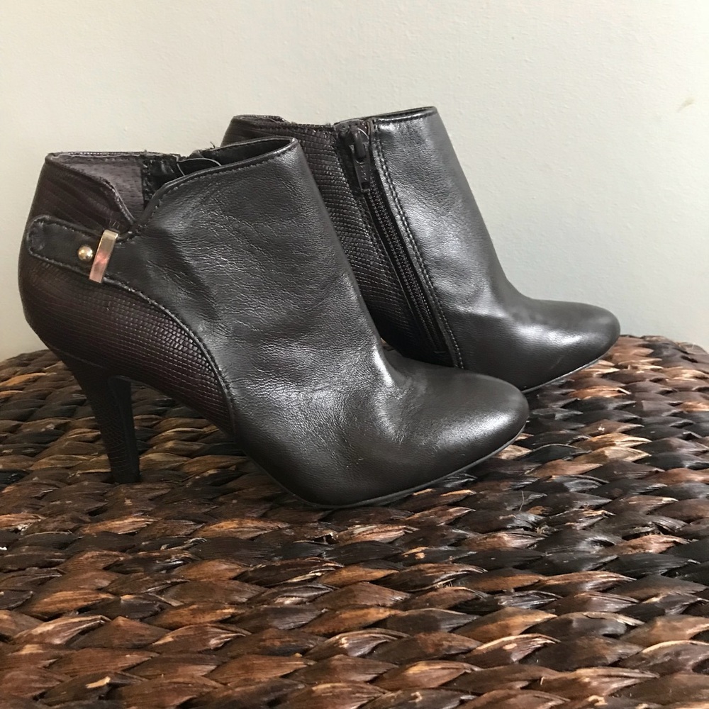 Alfani Gabry Brown Ankle Leather Dress Bootie